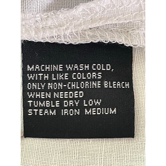 ERIKA White Linen Cotton Button Front Top MED Floral Embroidery Cottage Coastal - Picture 11 of 11